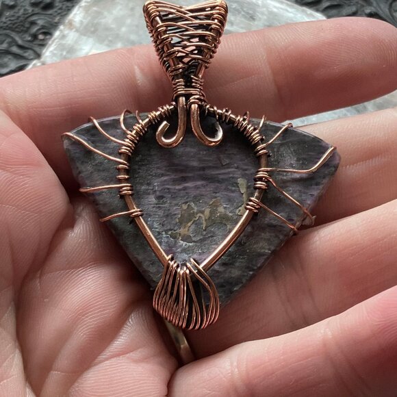 Copper Wire Wrapped Tree Of Life Charoite Crystal Pendant - Picture 5 of 8